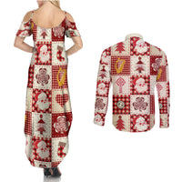 Ireland Christmas Couples Matching Summer Maxi Dress and Long Sleeve Button Shirt Irish Celtic Xmas Patchwork Style - Wonder Print Shop