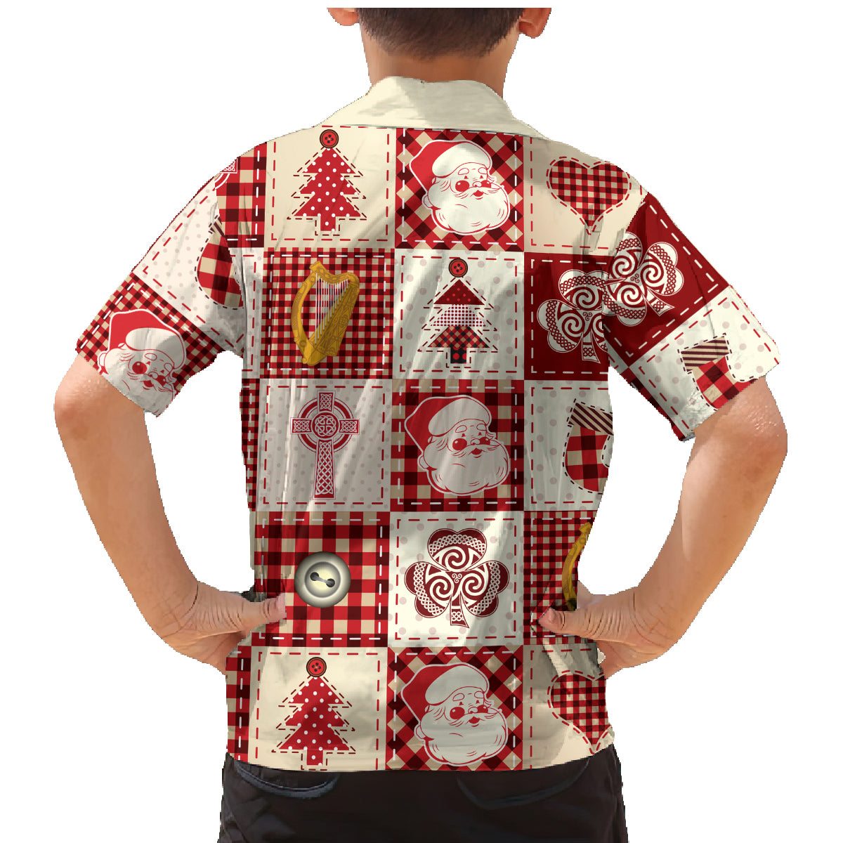 Ireland Christmas Family Matching Mermaid Dress and Hawaiian Shirt Irish Celtic Xmas Patchwork Style - Wonder Print Shop