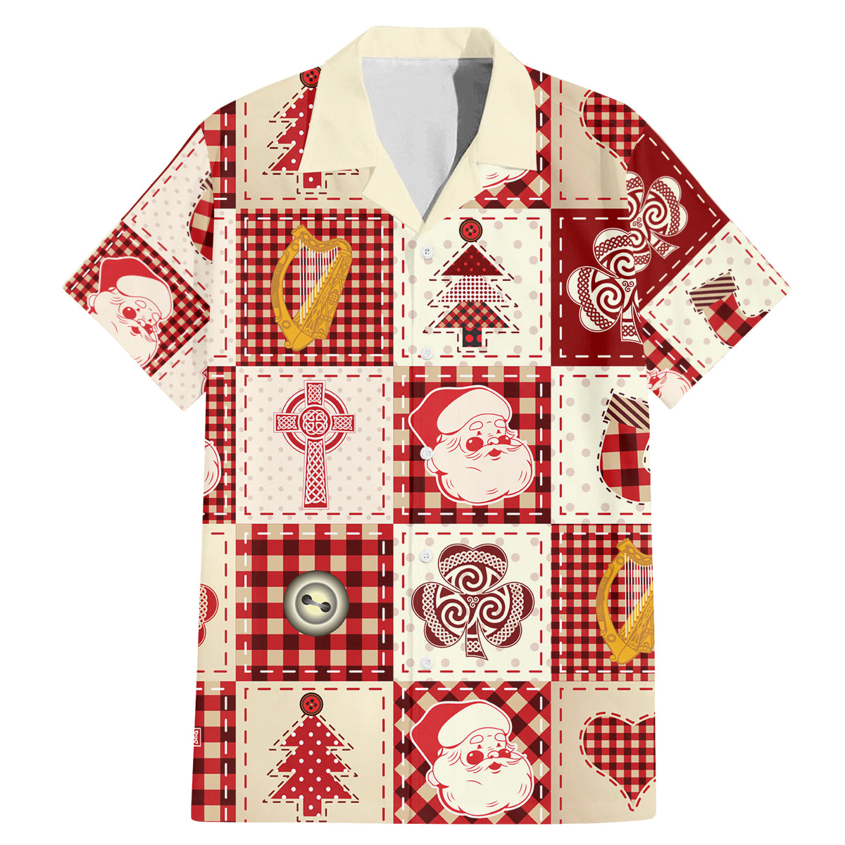 Ireland Christmas Family Matching Mermaid Dress and Hawaiian Shirt Irish Celtic Xmas Patchwork Style - Wonder Print Shop