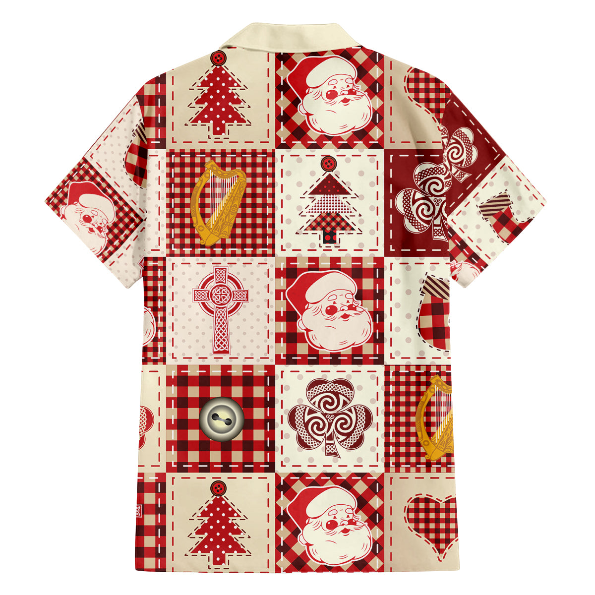 Ireland Christmas Family Matching Off Shoulder Long Sleeve Dress and Hawaiian Shirt Irish Celtic Xmas Patchwork Style - Wonder Print Shop