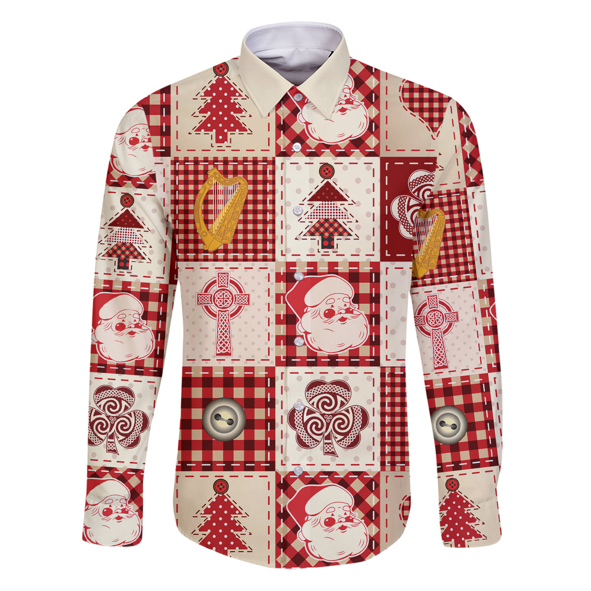 Ireland Christmas Family Matching Puletasi Dress and Hawaiian Shirt Irish Celtic Xmas Patchwork Style - Wonder Print Shop