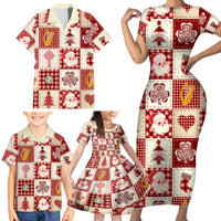 Ireland Christmas Family Matching Short Sleeve Bodycon Dress and Hawaiian Shirt Irish Celtic Xmas Patchwork Style - Wonder Print Shop