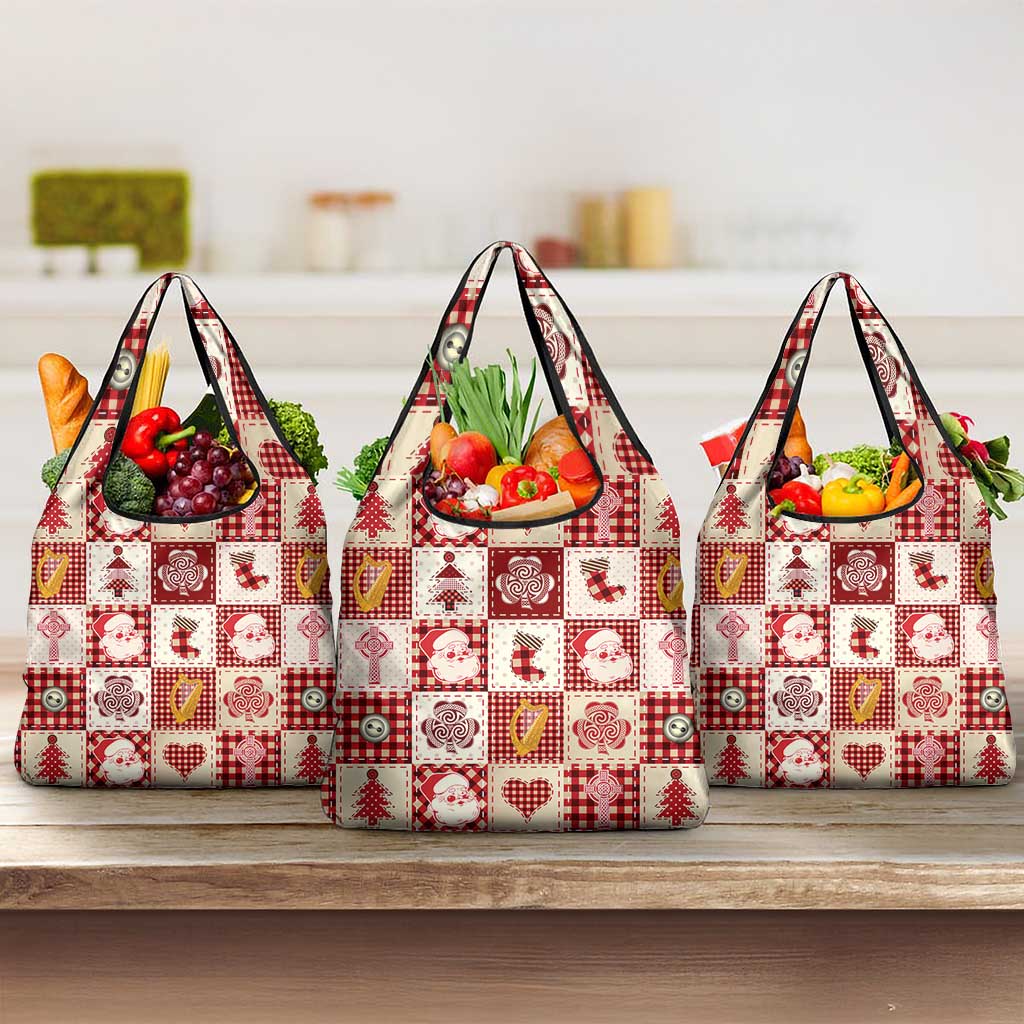 Ireland Christmas Grocery Bag Irish Celtic Xmas Patchwork Style