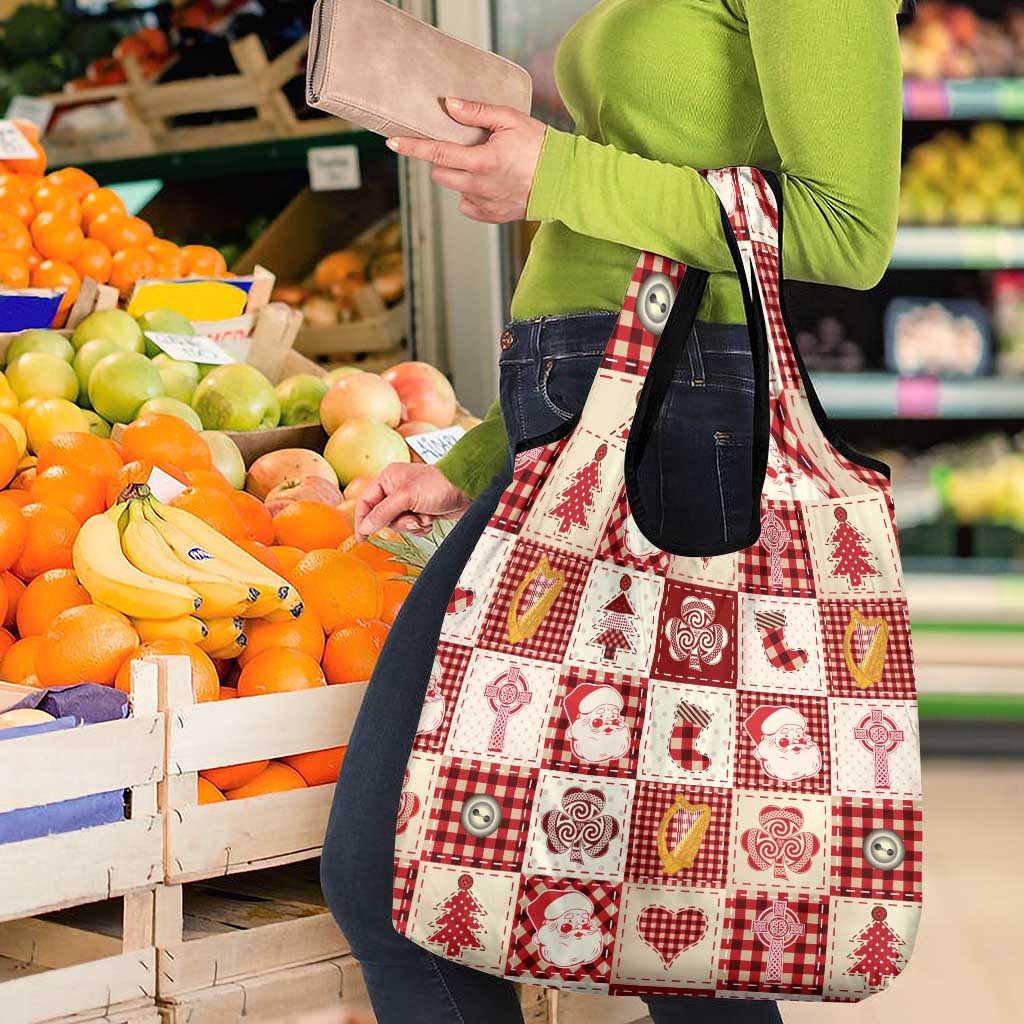 Ireland Christmas Grocery Bag Irish Celtic Xmas Patchwork Style