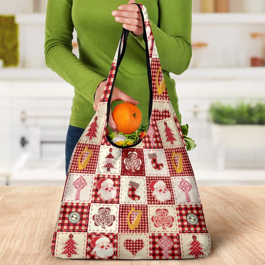 Ireland Christmas Grocery Bag Irish Celtic Xmas Patchwork Style