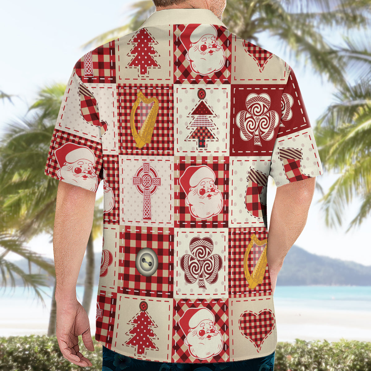 Ireland Christmas Hawaiian Shirt Irish Celtic Xmas Patchwork Style - Wonder Print Shop