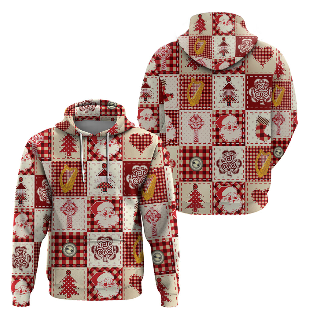 Ireland Christmas Hoodie Irish Celtic Xmas Patchwork Style - Wonder Print Shop