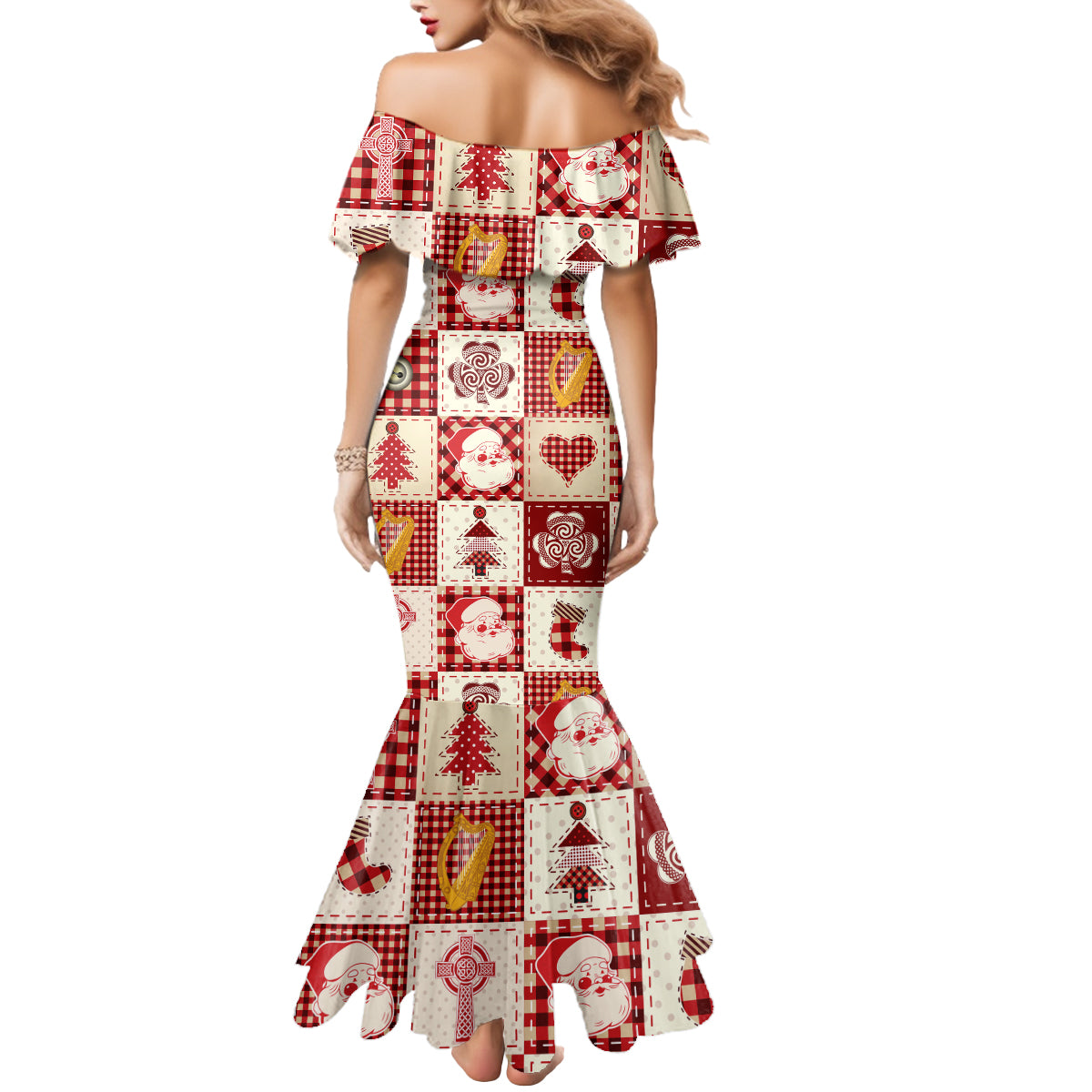 Ireland Christmas Mermaid Dress Irish Celtic Xmas Patchwork Style - Wonder Print Shop