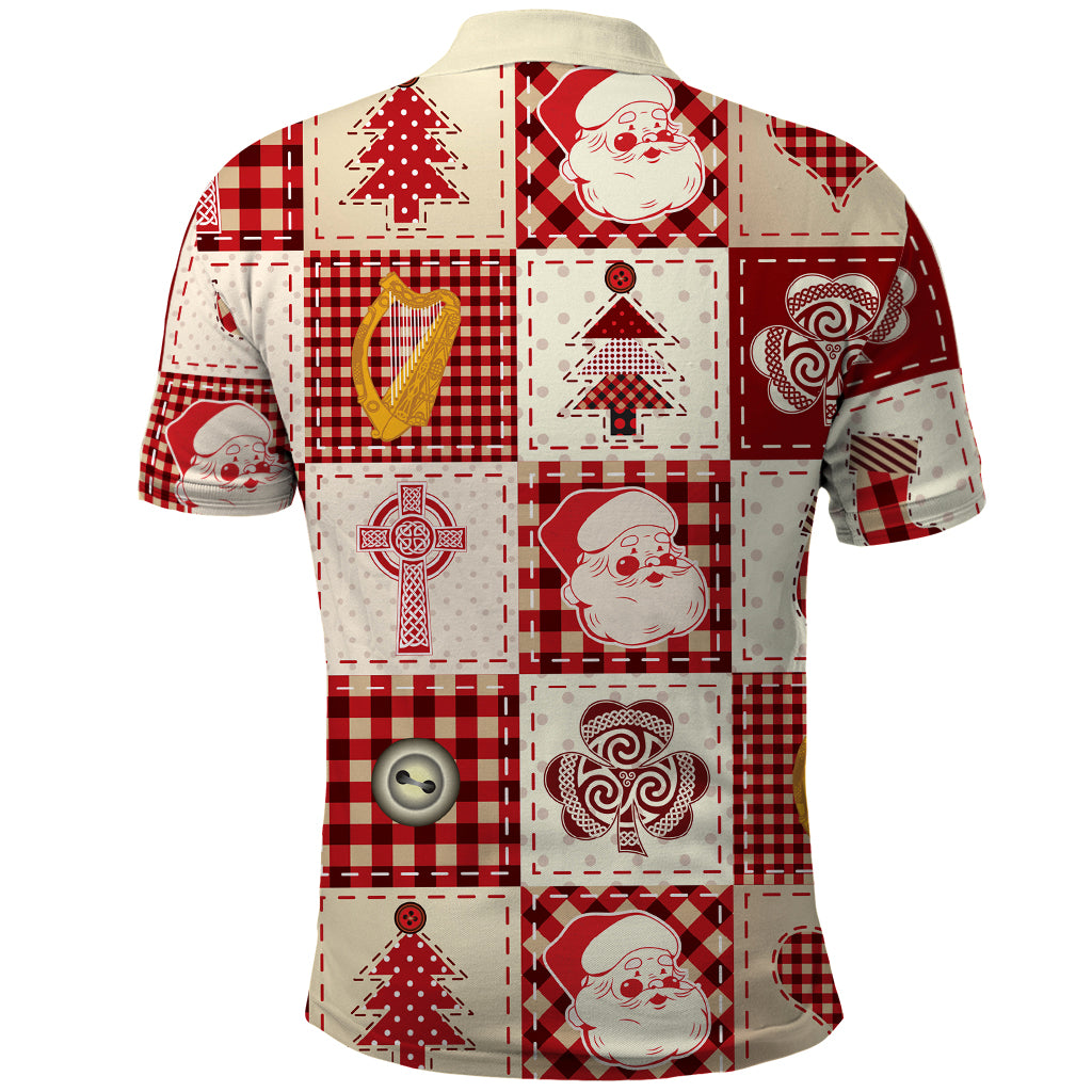 Ireland Christmas Polo Shirt Irish Celtic Xmas Patchwork Style - Wonder Print Shop