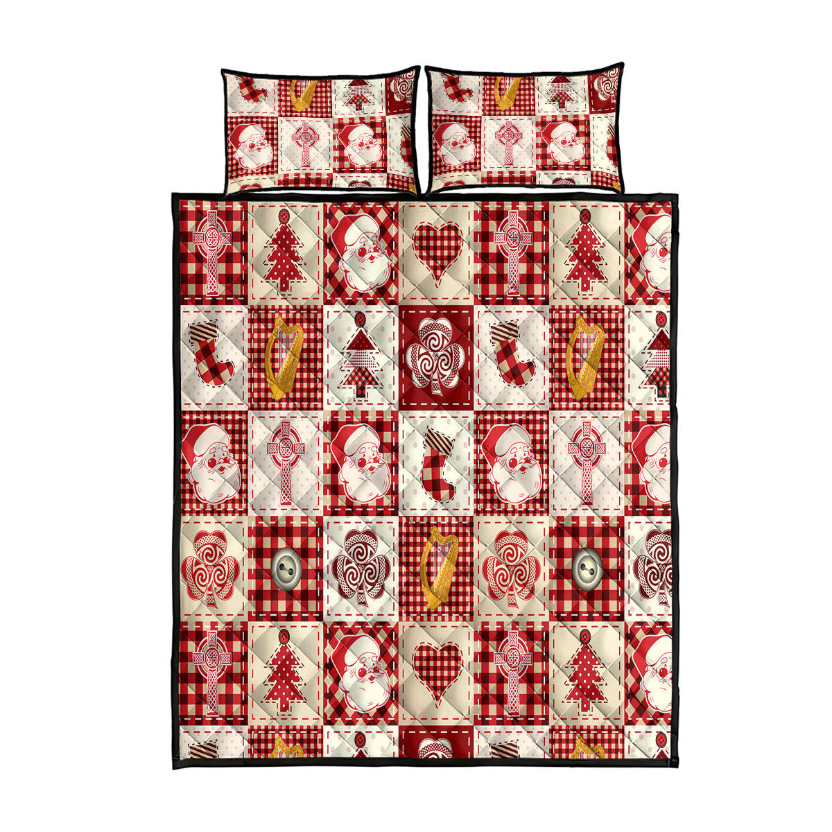 Ireland Christmas Quilt Bed Set Irish Celtic Xmas Patchwork Style - Wonder Print Shop