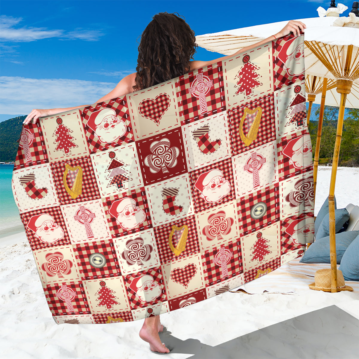 Ireland Christmas Sarong Irish Celtic Xmas Patchwork Style - Wonder Print Shop