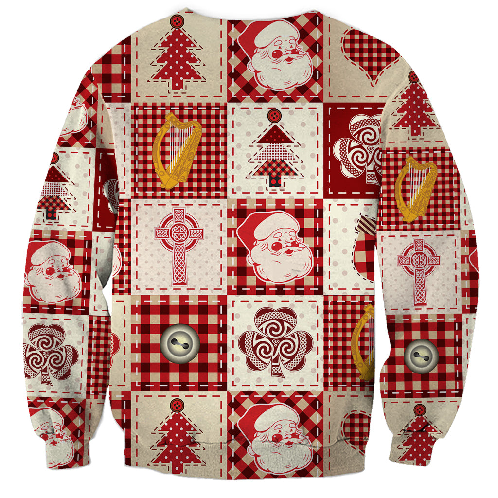 Ireland Christmas Sweatshirt Irish Celtic Xmas Patchwork Style - Wonder Print Shop