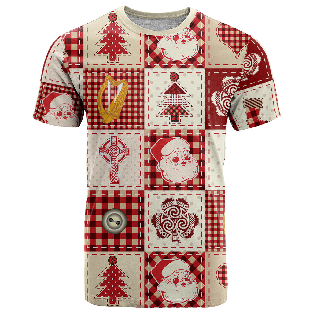 Ireland Christmas T Shirt Irish Celtic Xmas Patchwork Style - Wonder Print Shop