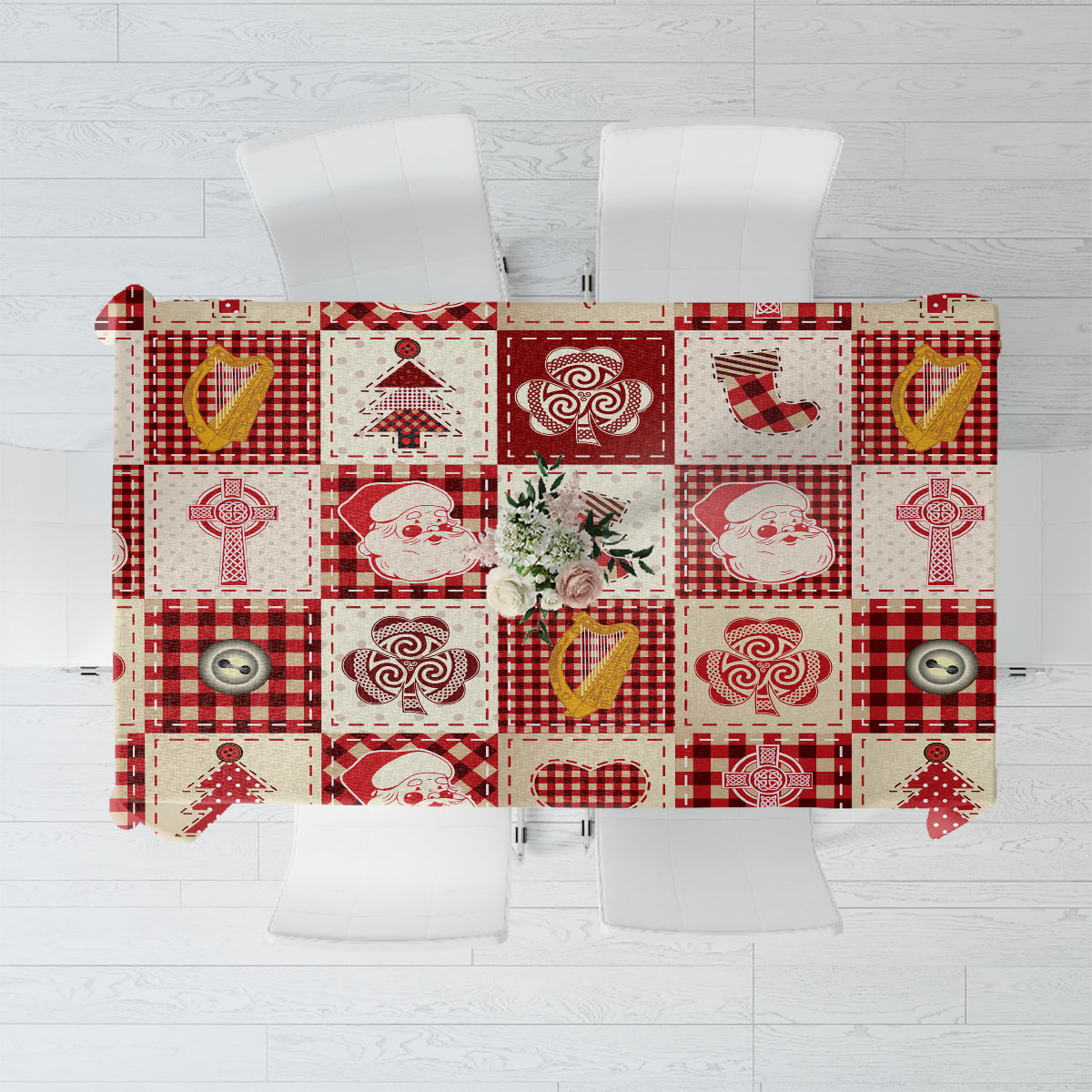 Ireland Christmas Tablecloth Irish Celtic Xmas Patchwork Style - Wonder Print Shop