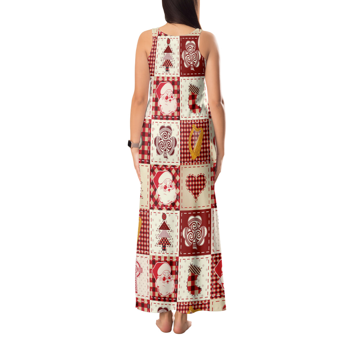 Ireland Christmas Tank Maxi Dress Irish Celtic Xmas Patchwork Style - Wonder Print Shop
