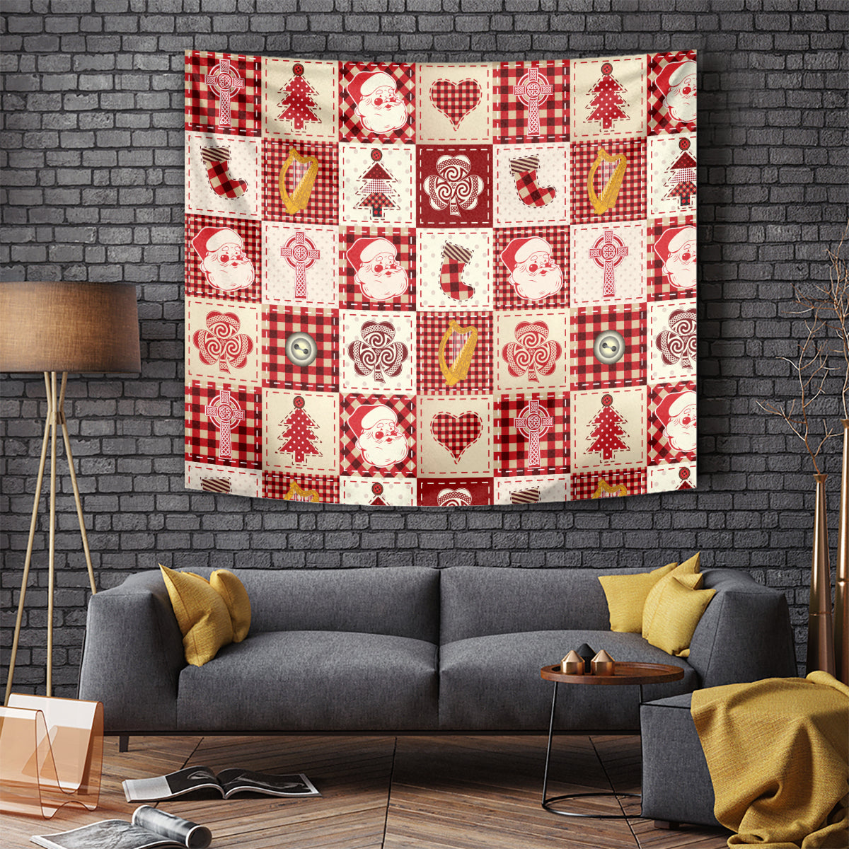 Ireland Christmas Tapestry Irish Celtic Xmas Patchwork Style - Wonder Print Shop
