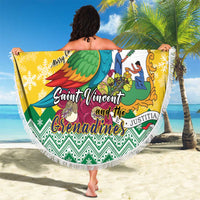 Saint Vincent and the Grenadines Christmas Beach Blanket Santa Vincent Parrot - Wonder Print Shop