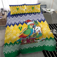 Saint Vincent and the Grenadines Christmas Bedding Set Santa Vincent Parrot - Wonder Print Shop