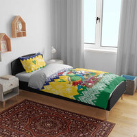 Saint Vincent and the Grenadines Christmas Bedding Set Santa Vincent Parrot - Wonder Print Shop