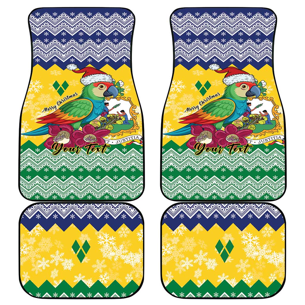 Saint Vincent and the Grenadines Christmas Car Mats Santa Vincent Parrot - Wonder Print Shop