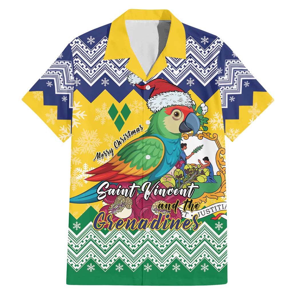 Personalized Saint Vincent and the Grenadines Christmas Family Matching Mermaid Dress and Hawaiian Shirt Santa Vincent Parrot - Wonder Print Shop
