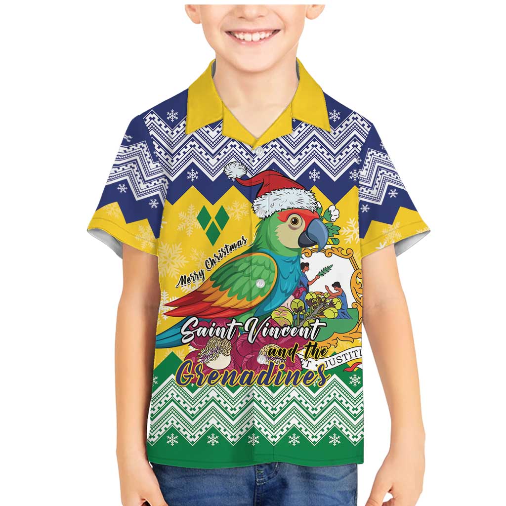 Personalized Saint Vincent and the Grenadines Christmas Family Matching Mermaid Dress and Hawaiian Shirt Santa Vincent Parrot - Wonder Print Shop