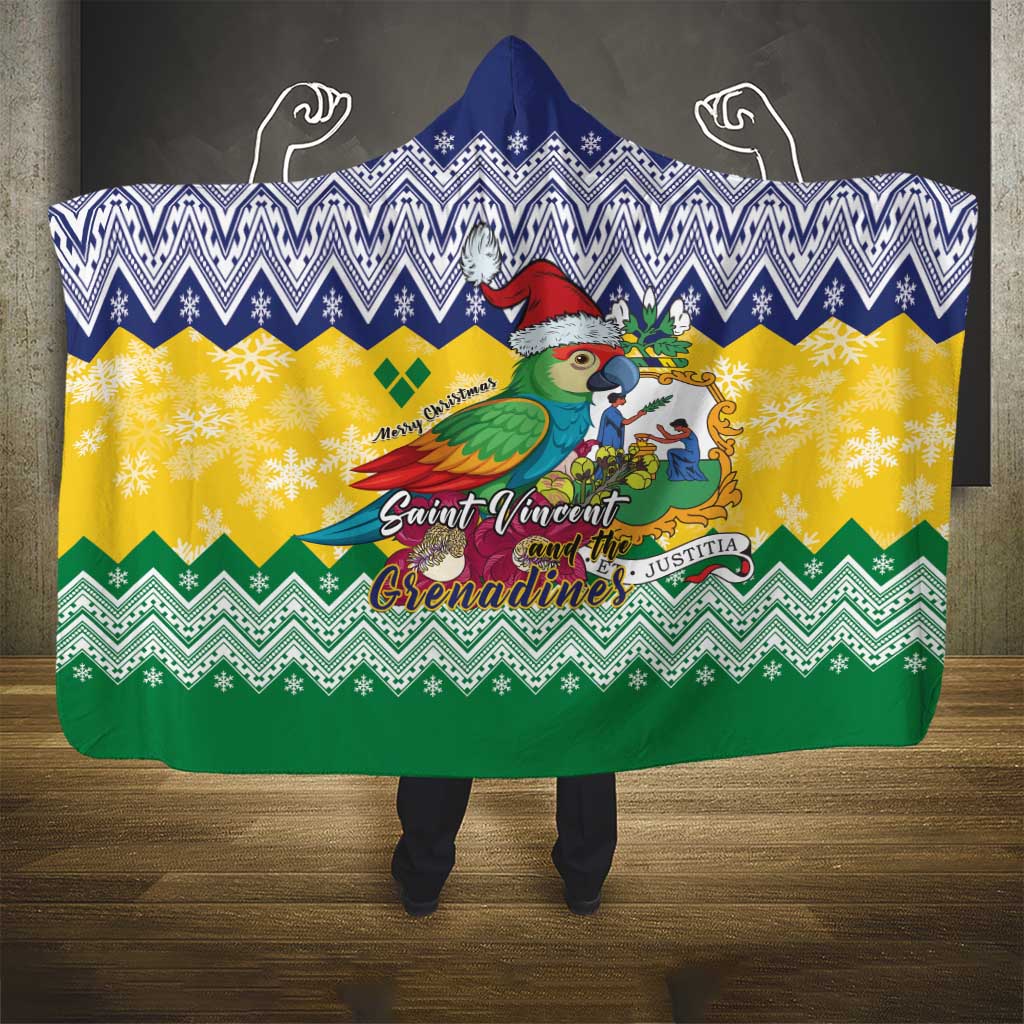 Saint Vincent and the Grenadines Christmas Hooded Blanket Santa Vincent Parrot