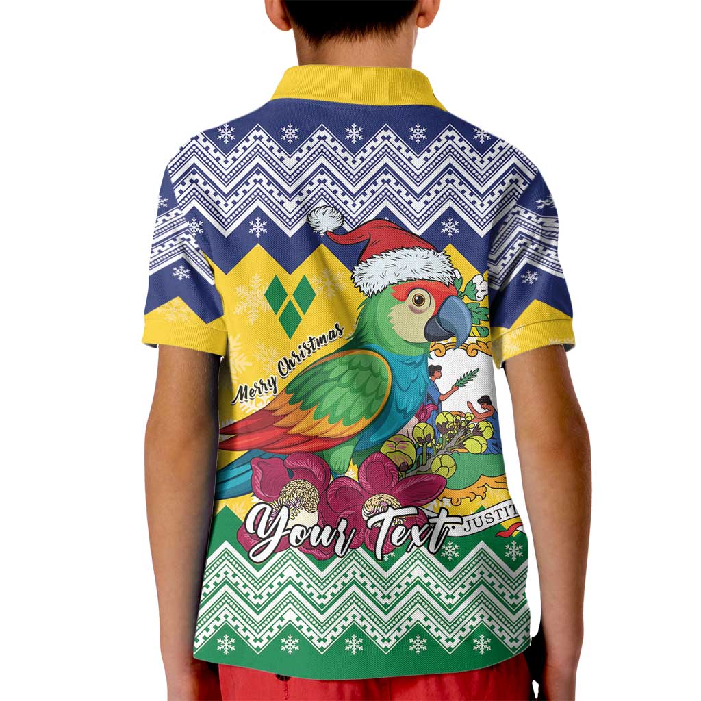 Personalized Saint Vincent and the Grenadines Christmas Kid Polo Shirt Santa Vincent Parrot - Wonder Print Shop