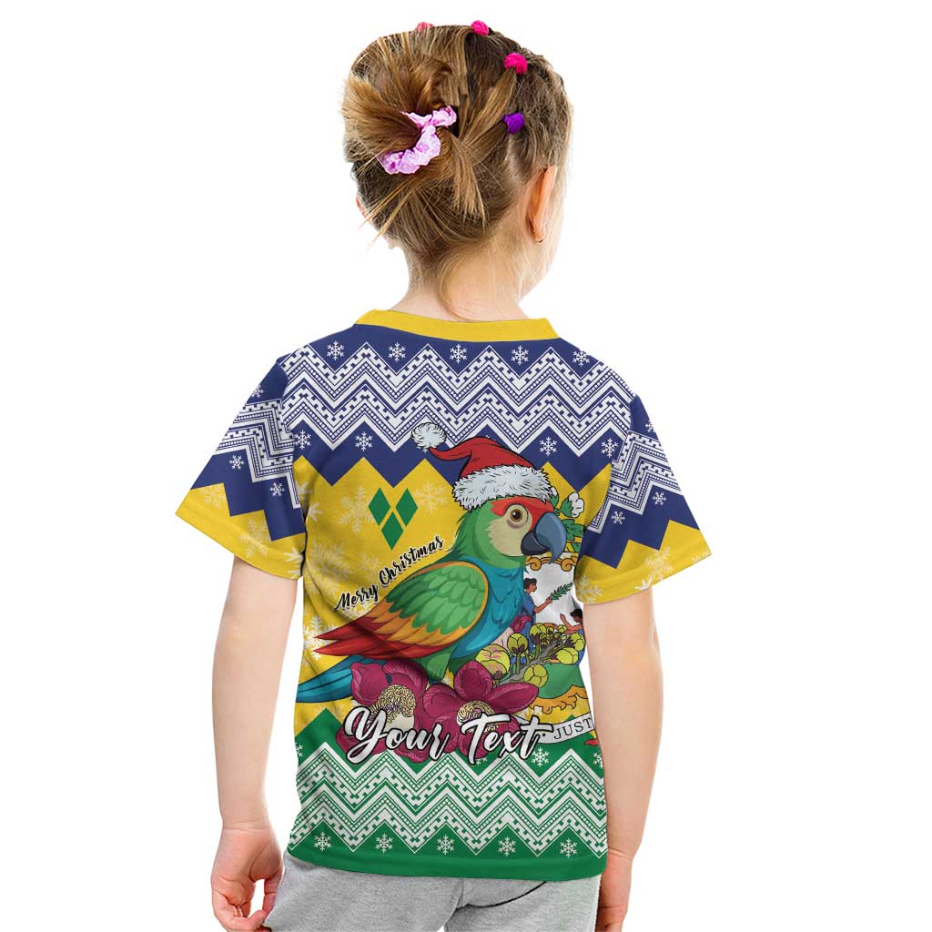 Personalized Saint Vincent and the Grenadines Christmas Kid T Shirt Santa Vincent Parrot - Wonder Print Shop