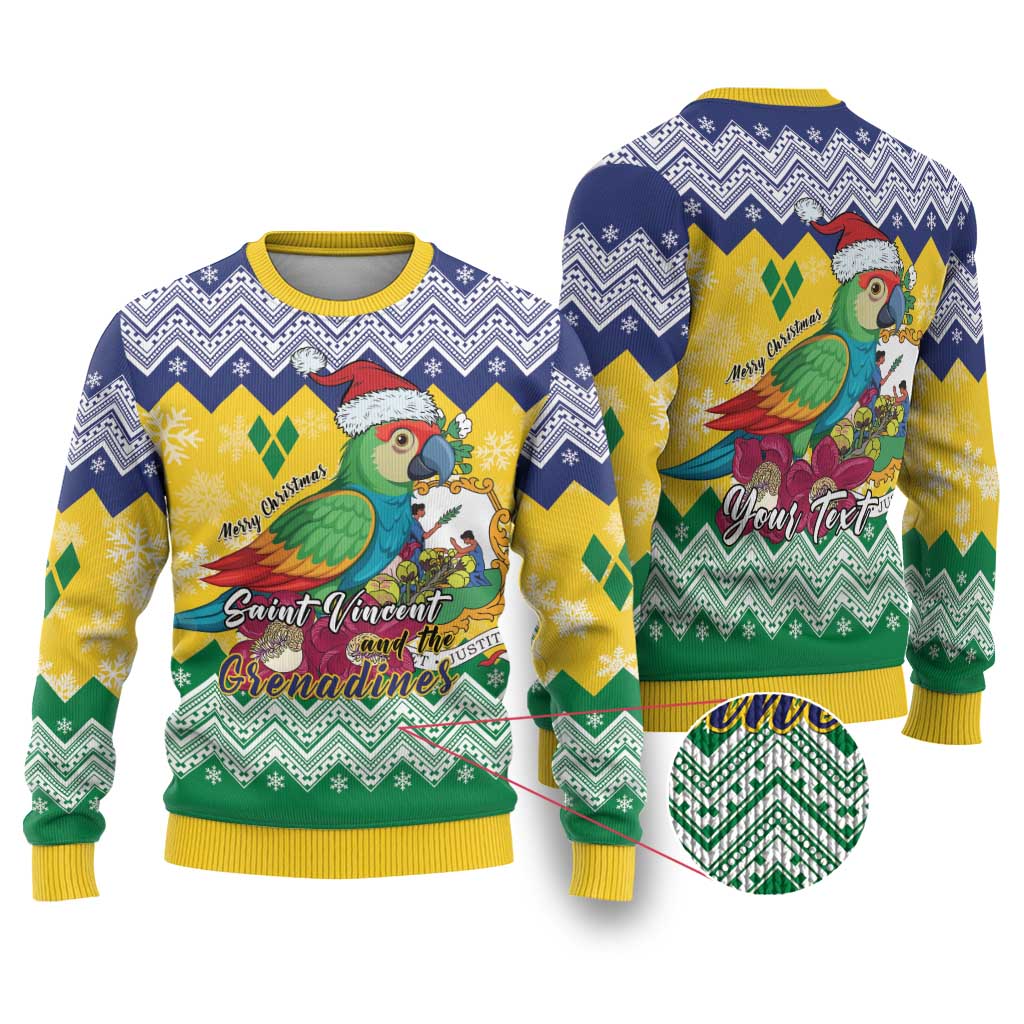 Saint Vincent and the Grenadines Christmas Ugly Christmas Sweater Santa Vincent Parrot - Wonder Print Shop