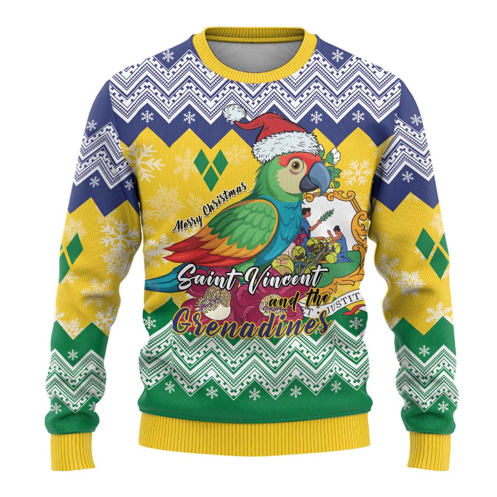 Saint Vincent and the Grenadines Christmas Ugly Christmas Sweater Santa Vincent Parrot - Wonder Print Shop