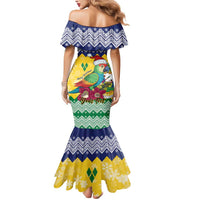Personalized Saint Vincent and the Grenadines Christmas Mermaid Dress Santa Vincent Parrot - Wonder Print Shop