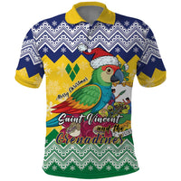 Personalized Saint Vincent and the Grenadines Christmas Polo Shirt Santa Vincent Parrot - Wonder Print Shop