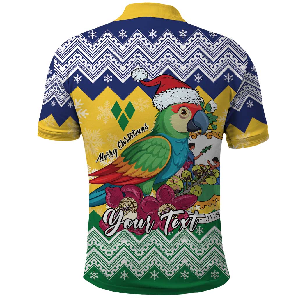 Personalized Saint Vincent and the Grenadines Christmas Polo Shirt Santa Vincent Parrot - Wonder Print Shop
