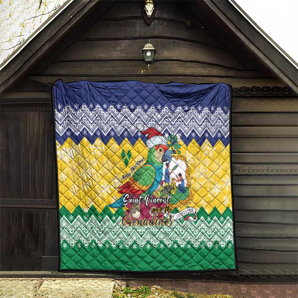 Saint Vincent and the Grenadines Christmas Quilt Santa Vincent Parrot - Wonder Print Shop