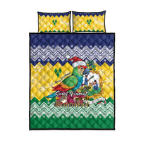 Saint Vincent and the Grenadines Christmas Quilt Bed Set Santa Vincent Parrot - Wonder Print Shop