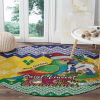 Saint Vincent and the Grenadines Christmas Round Carpet Santa Vincent Parrot