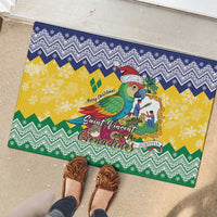 Saint Vincent and the Grenadines Christmas Rubber Doormat Santa Vincent Parrot - Wonder Print Shop