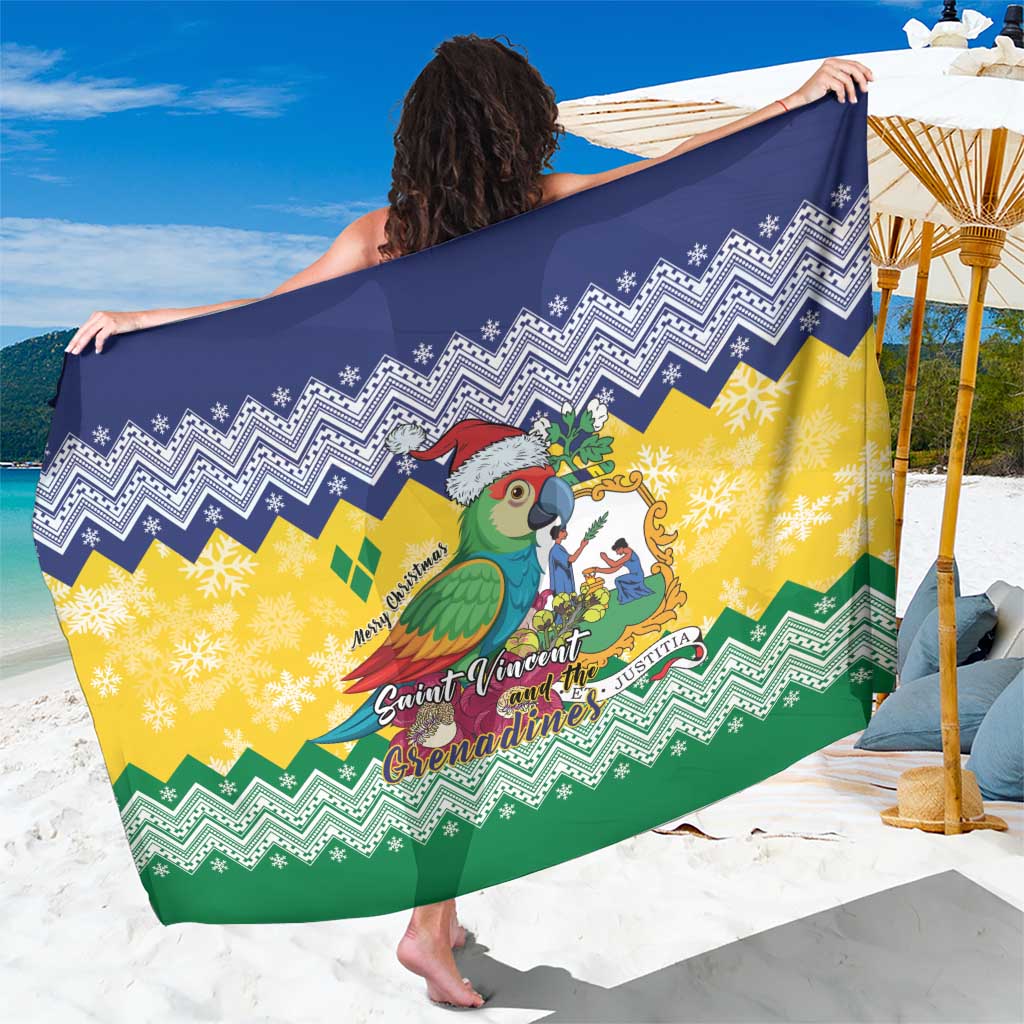 Saint Vincent and the Grenadines Christmas Sarong Santa Vincent Parrot - Wonder Print Shop