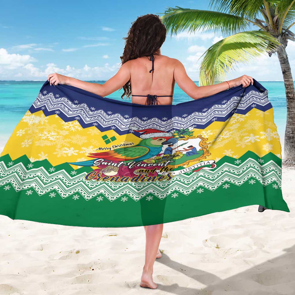Saint Vincent and the Grenadines Christmas Sarong Santa Vincent Parrot - Wonder Print Shop