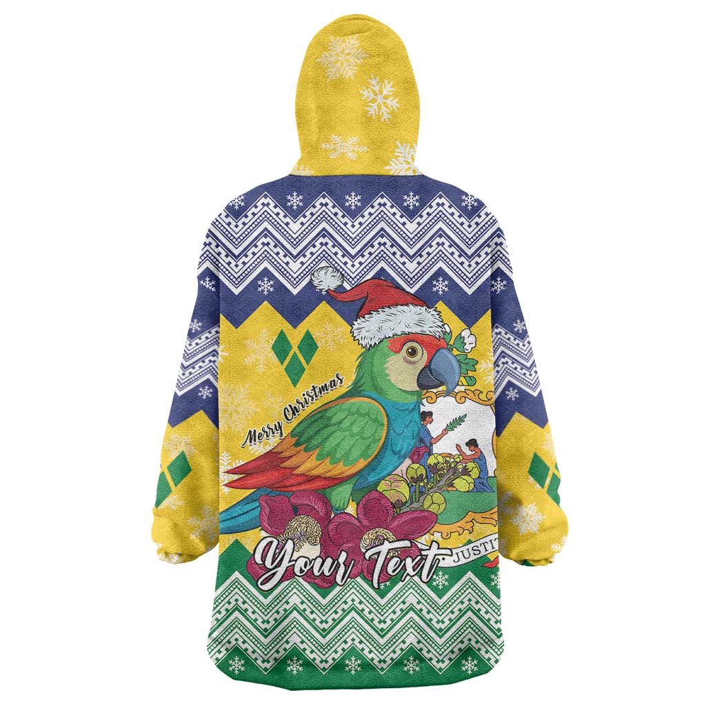 Personalized Saint Vincent and the Grenadines Christmas Wearable Blanket Hoodie Santa Vincent Parrot - Wonder Print Shop