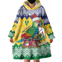 Personalized Saint Vincent and the Grenadines Christmas Wearable Blanket Hoodie Santa Vincent Parrot - Wonder Print Shop