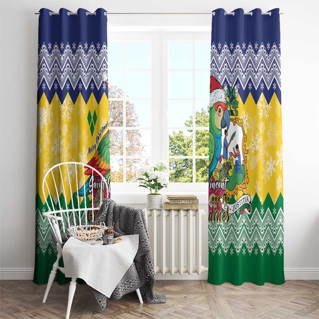 Saint Vincent and the Grenadines Christmas Window Curtain Santa Vincent Parrot - Wonder Print Shop
