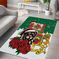 Morocco Christmas Area Rug Santa Lion With Rose Xmas Vibe - Wonder Print Shop
