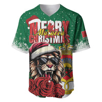 Morocco Christmas Baseball Jersey Santa Lion With Rose Xmas Vibe - Wonder Print Shop