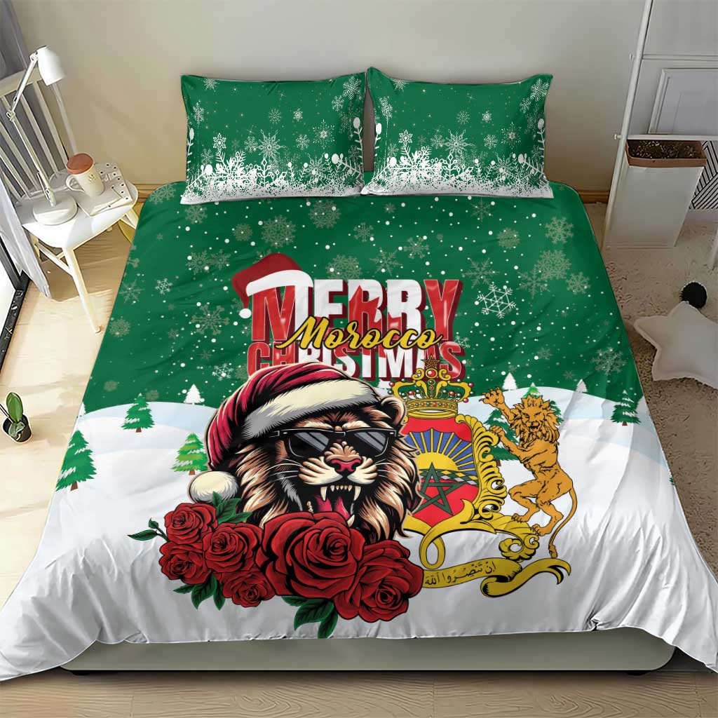 Morocco Christmas Bedding Set Santa Lion With Rose Xmas Vibe - Wonder Print Shop