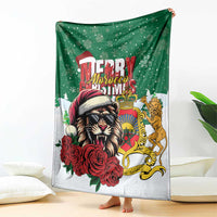 Morocco Christmas Blanket Santa Lion With Rose Xmas Vibe