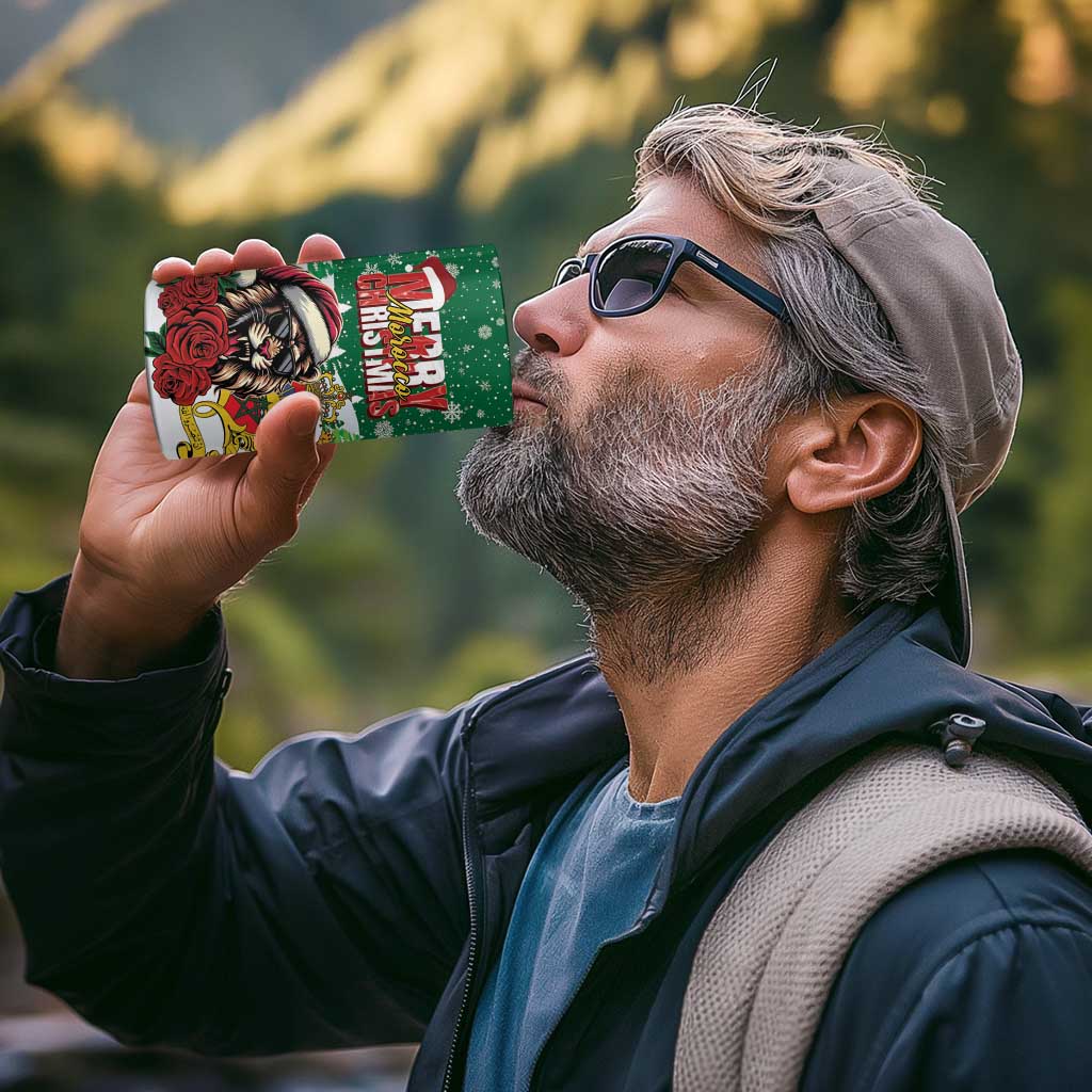 Morocco Christmas 4 in 1 Can Cooler Tumbler Santa Lion With Rose Xmas Vibe - Wonder Print Shop