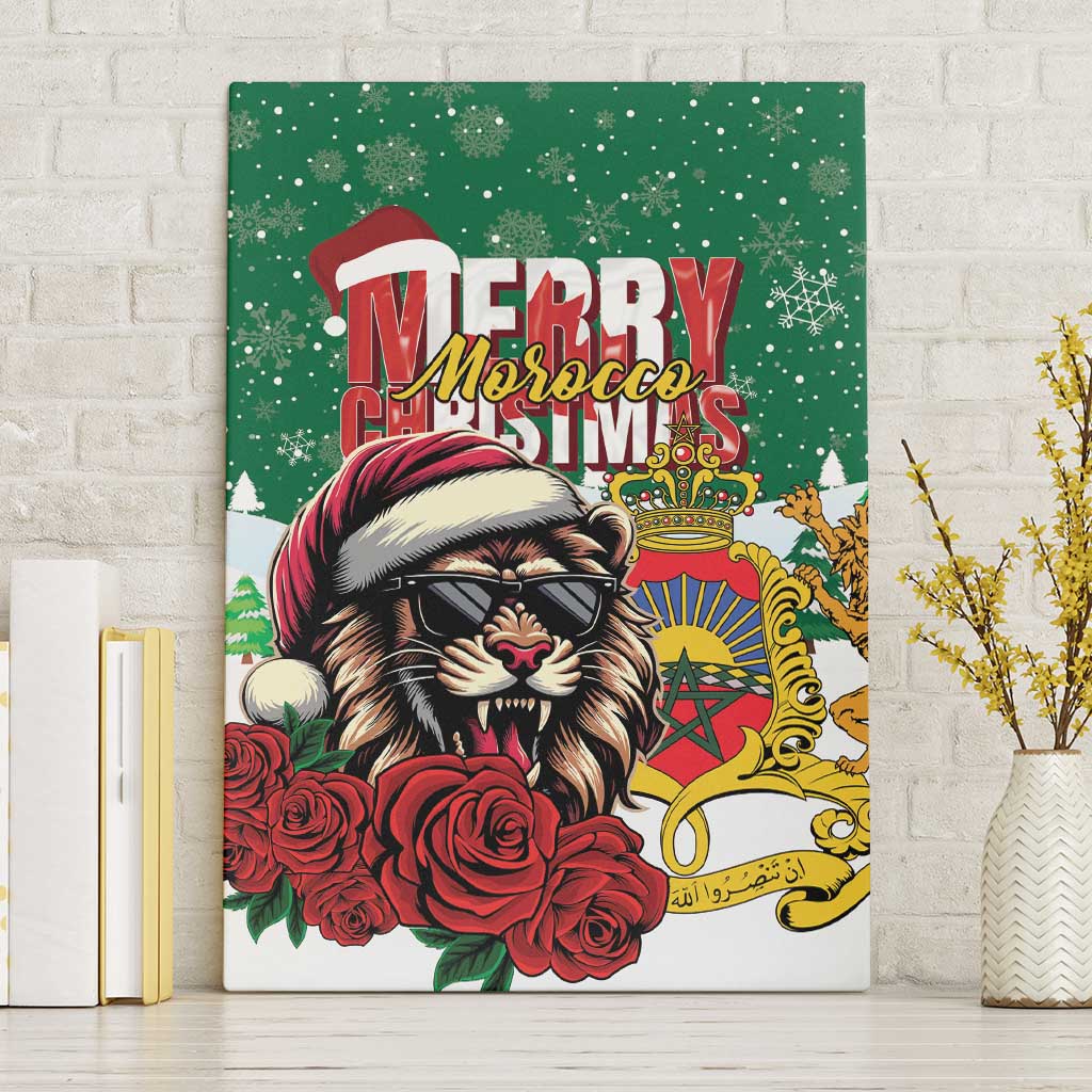 Morocco Christmas Canvas Wall Art Santa Lion With Rose Xmas Vibe - Wonder Print Shop