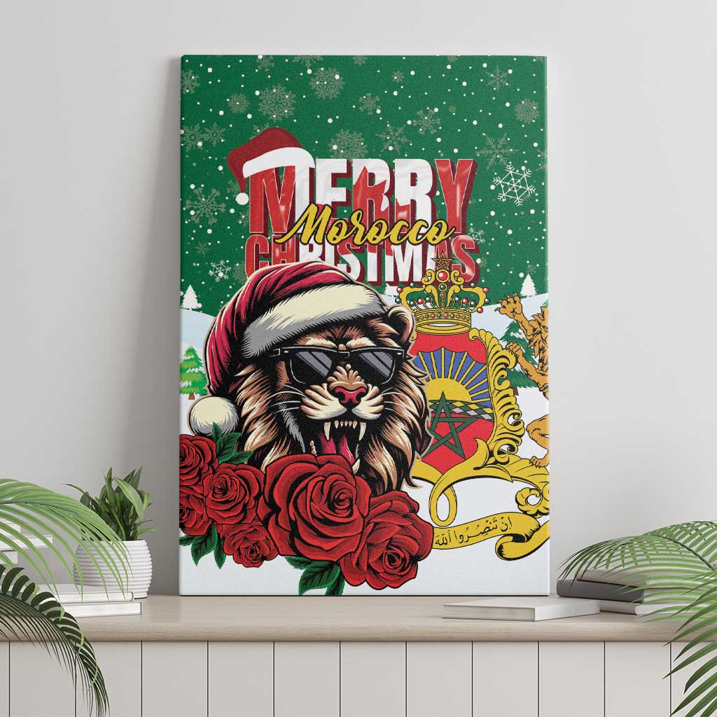 Morocco Christmas Canvas Wall Art Santa Lion With Rose Xmas Vibe - Wonder Print Shop